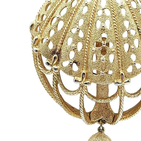 Crown TRIFARI Hot Air Balloon Pendant Necklace Large w/ Tassel Drop Vintage (B) - Picture 2 of 7